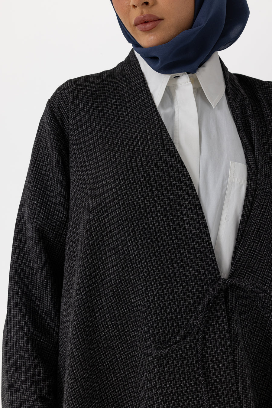 Charcoal Gingham Chic Abaya
