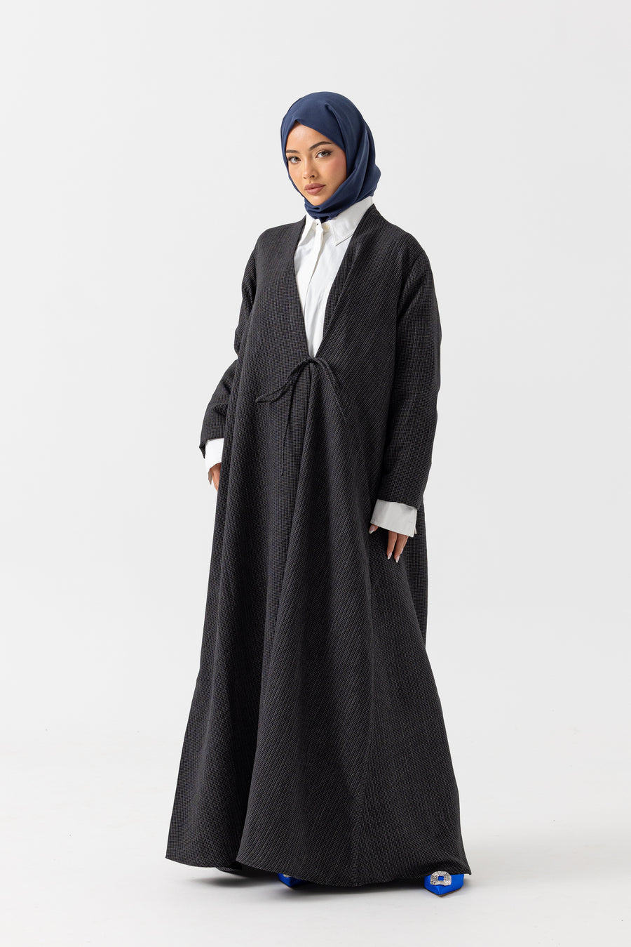 Charcoal Gingham Chic Abaya