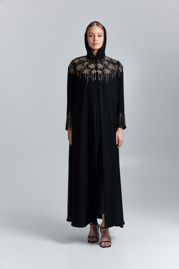 Golden Bloom Embroidered Abaya