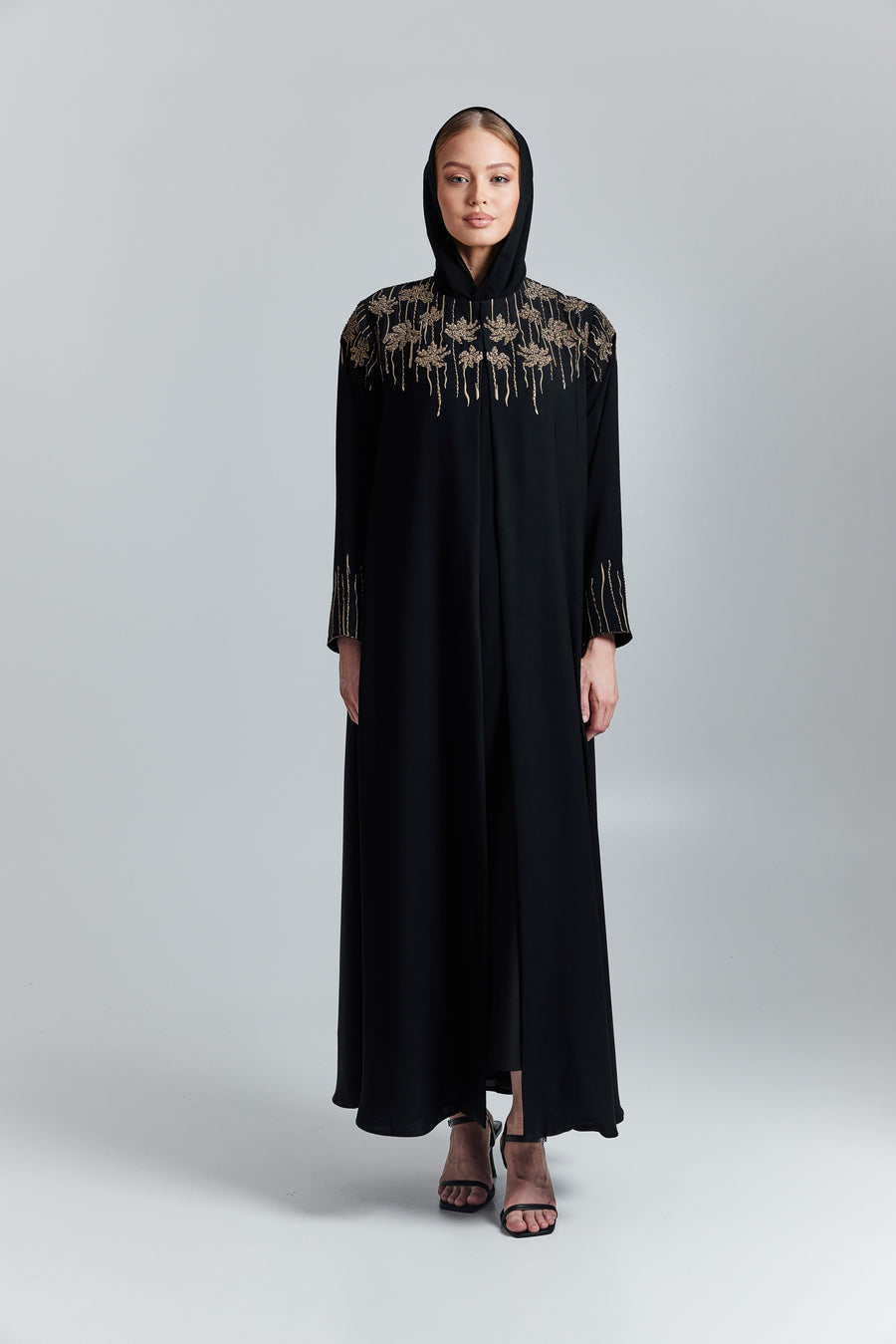 Golden Bloom Embroidered Abaya