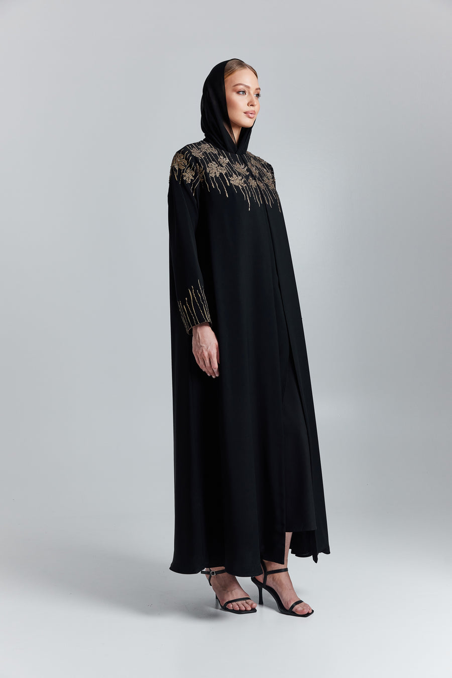 Golden Bloom Embroidered Abaya