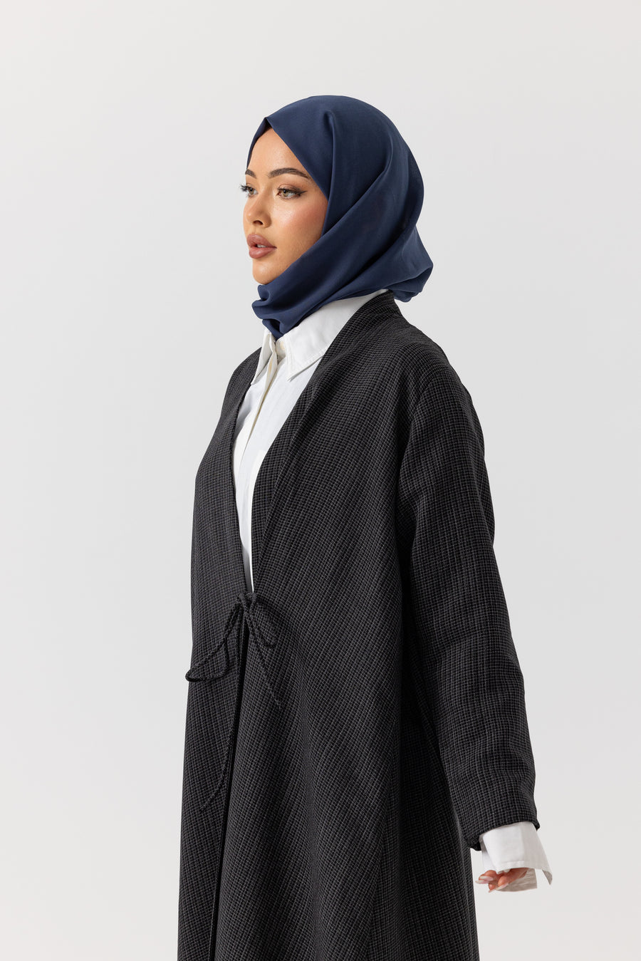 Charcoal Gingham Chic Abaya