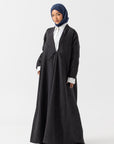 Charcoal Gingham Chic Abaya