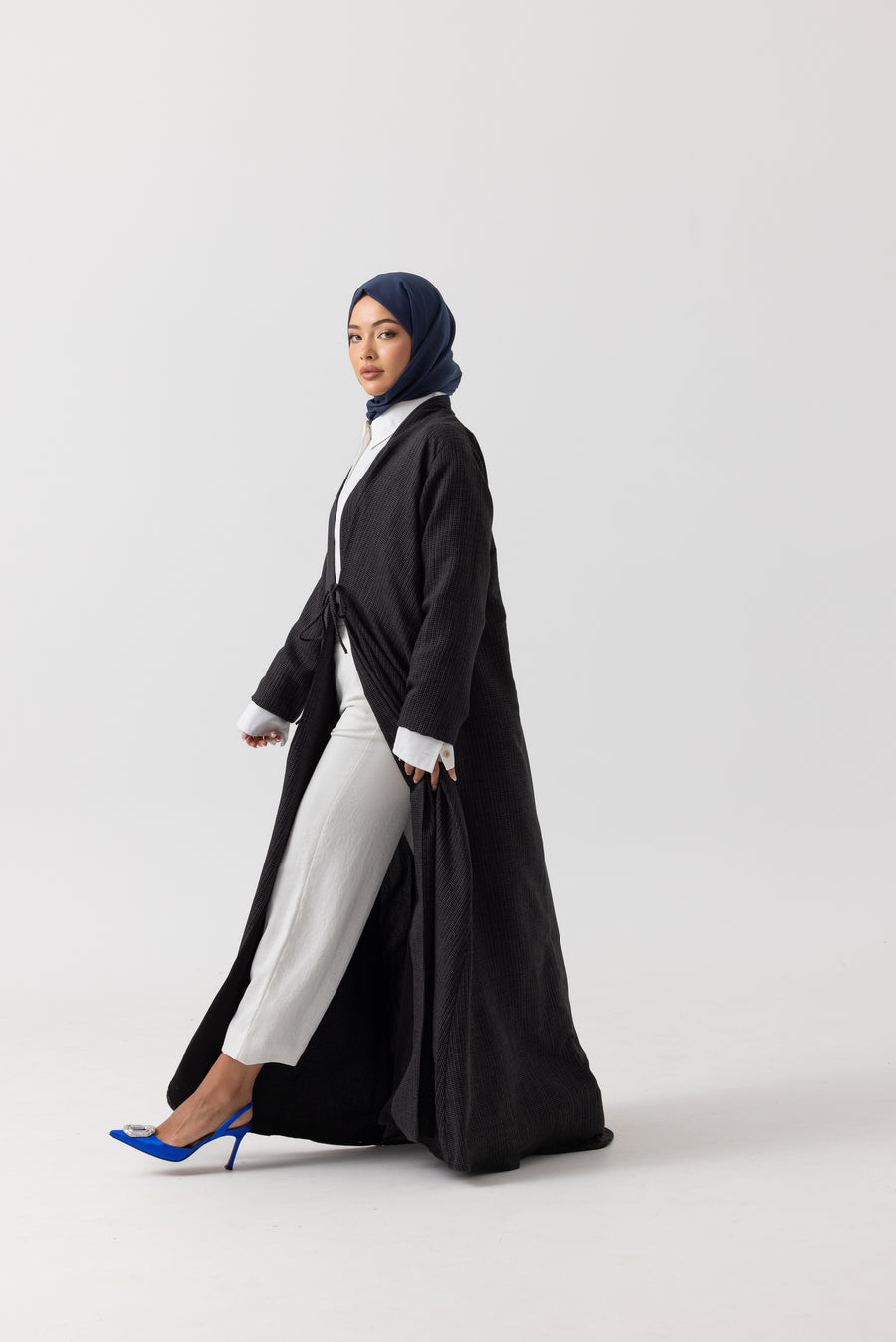 Charcoal Gingham Chic Abaya